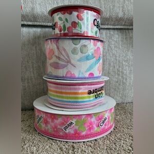 Offray Colorful Floral and Striped Ribbon Set